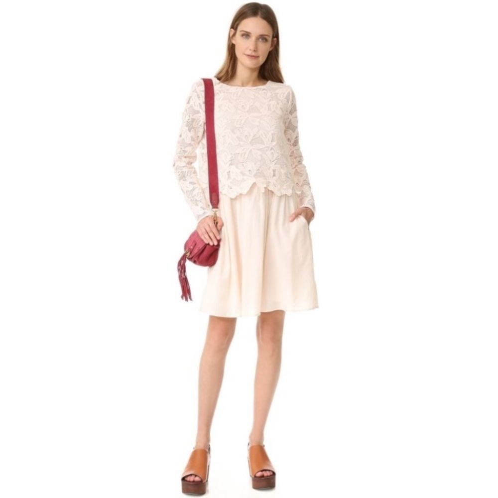 ❌ SOLD- See by Chloe Guipure lace cotton layered dress